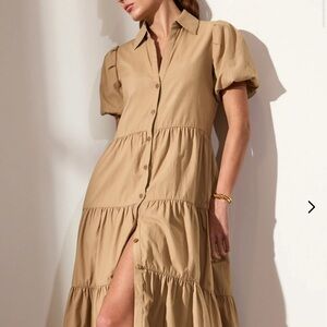 Brochu Walker Tan Ruffled Tiered Sundress